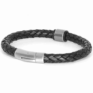 MenX - 8mm zwart kunstlederen armband