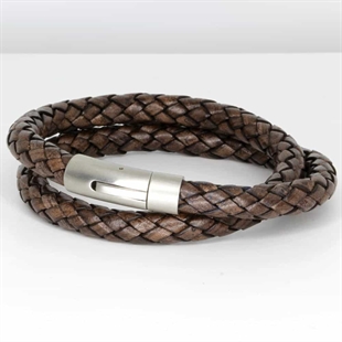 Bruin lederen armband 8mm "Franks"