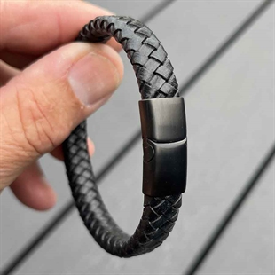 Mini Major armband van vezelleder met zwart.