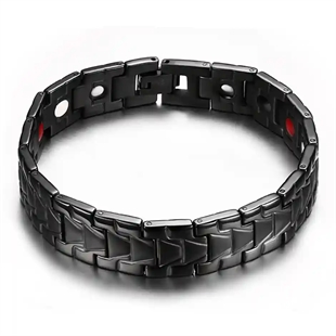 Zwart gecoate stalen armband met magneten