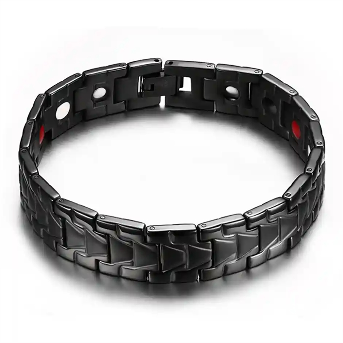 Zwart gecoate stalen armband met magneten